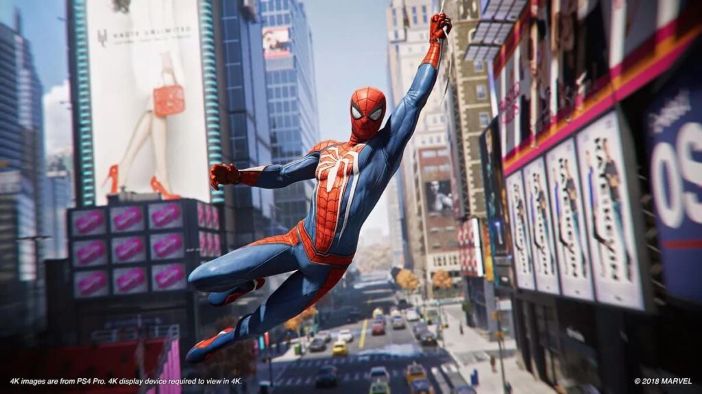 Spider-Man swinging through New York